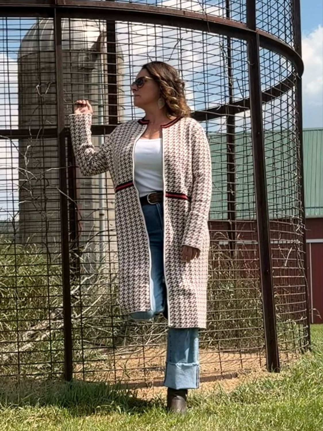 Heritage Houndstooth Zip Front Coat