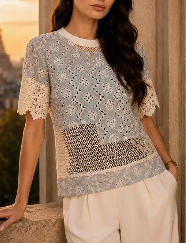 Meadow Patchwork Eyelet Top