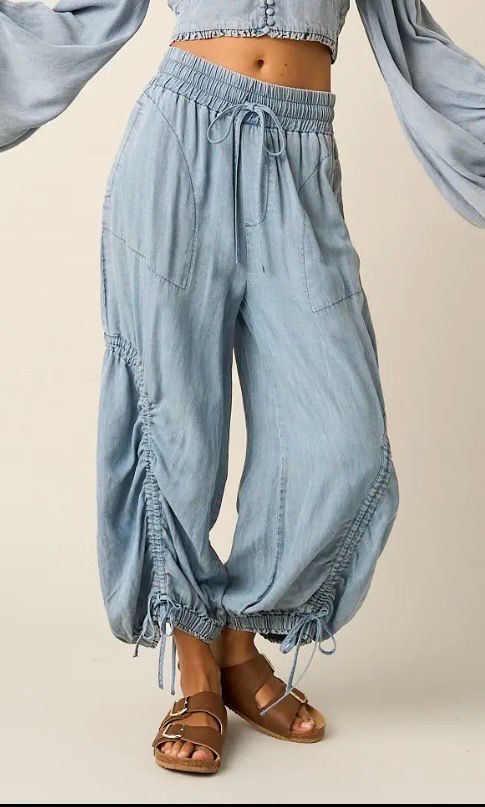 Boho Tencel Barrel Leg Pants