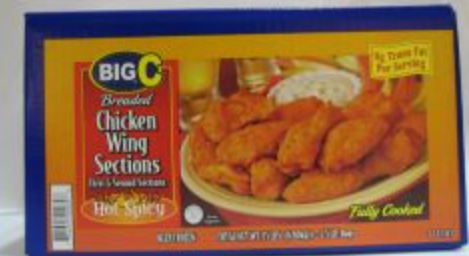 Frozen Big C - Spicy Cooked, Oven Roasted Bone-In Wings, 15 lb