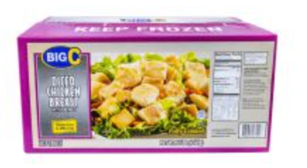 Frozen Big C - Cooked, Diced Chicken Breast, Grill Marked, 10 lb