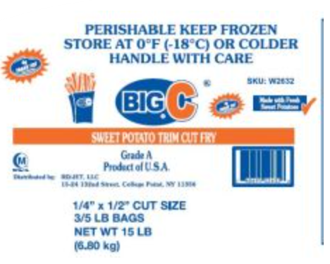 Frozen Big C - Trim Cut Sweet Potato French Fries, 15 lb