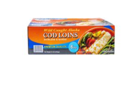 Frozen Pacific Cod Loin, 6 oz boneless skinless portions