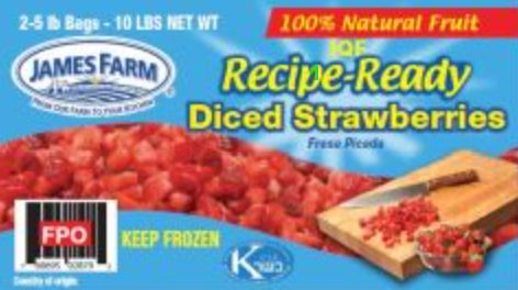 Frozen James Farm - Diced Strawberries, 10 lb