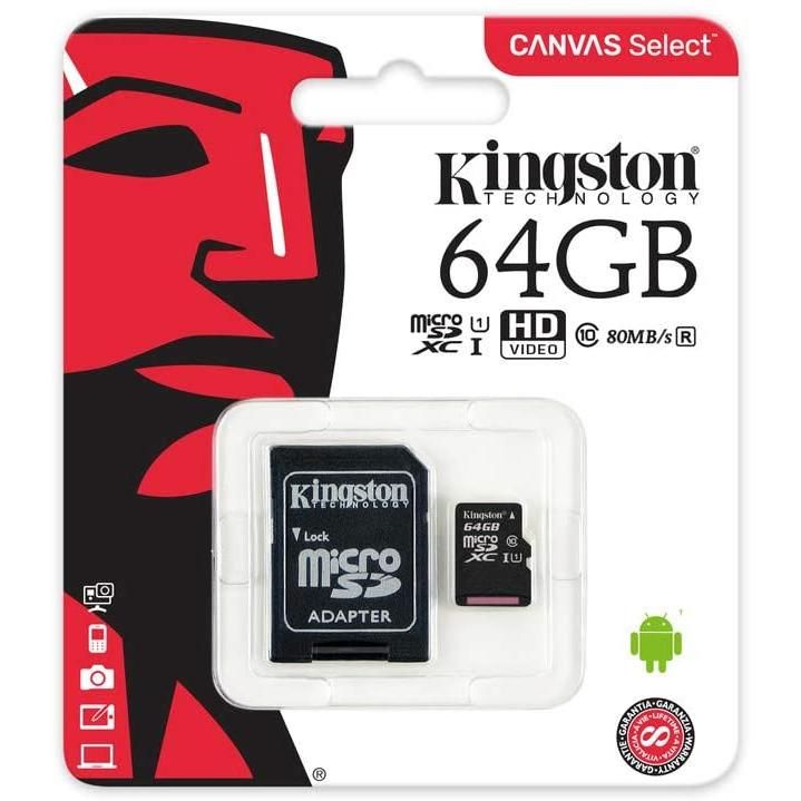 Tarjeta microSD Kingston Canvas Select 64GB – Clase 10