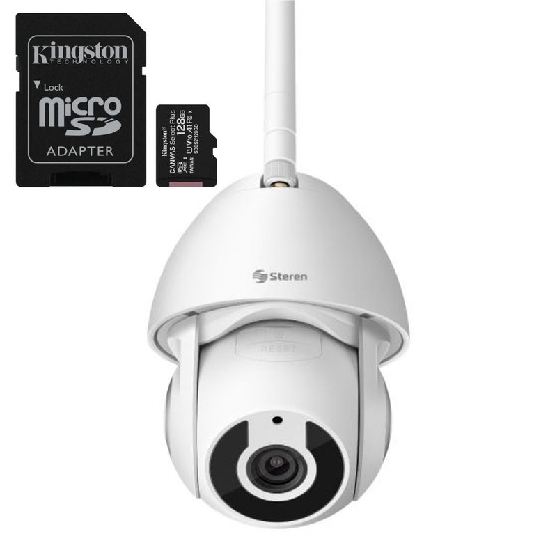 Cámara de seguridad Wi-Fi* / Ethernet 4 Mpx - incluye memoria microSD de 128 GB