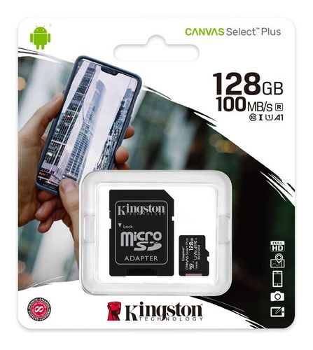 Memoria Micro SD De 128GB, Clase 10, UHS-1, Canvas Select Plus, Kingston