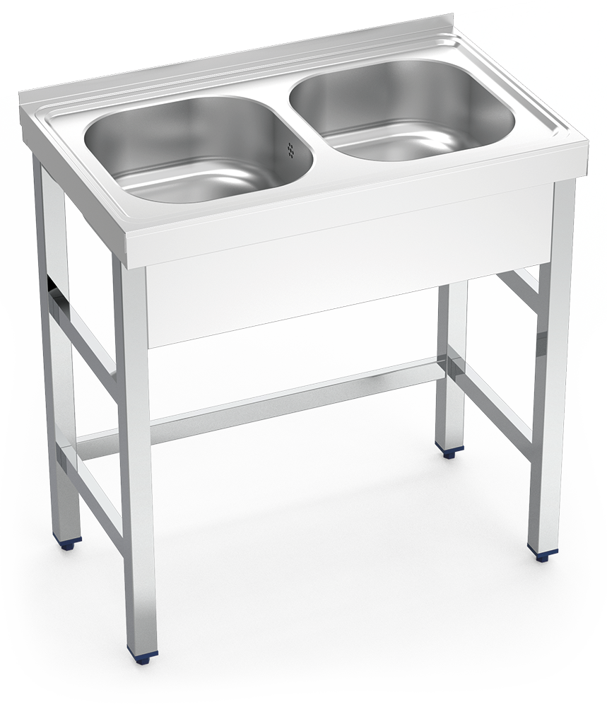 MUEBLE FREGADERO INDUSTRIAL 1000X700X850 mm DOS SENOS
