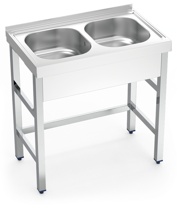 MUEBLE FREGADERO INDUSTRIAL 1000X700X850 mm DOS SENOS