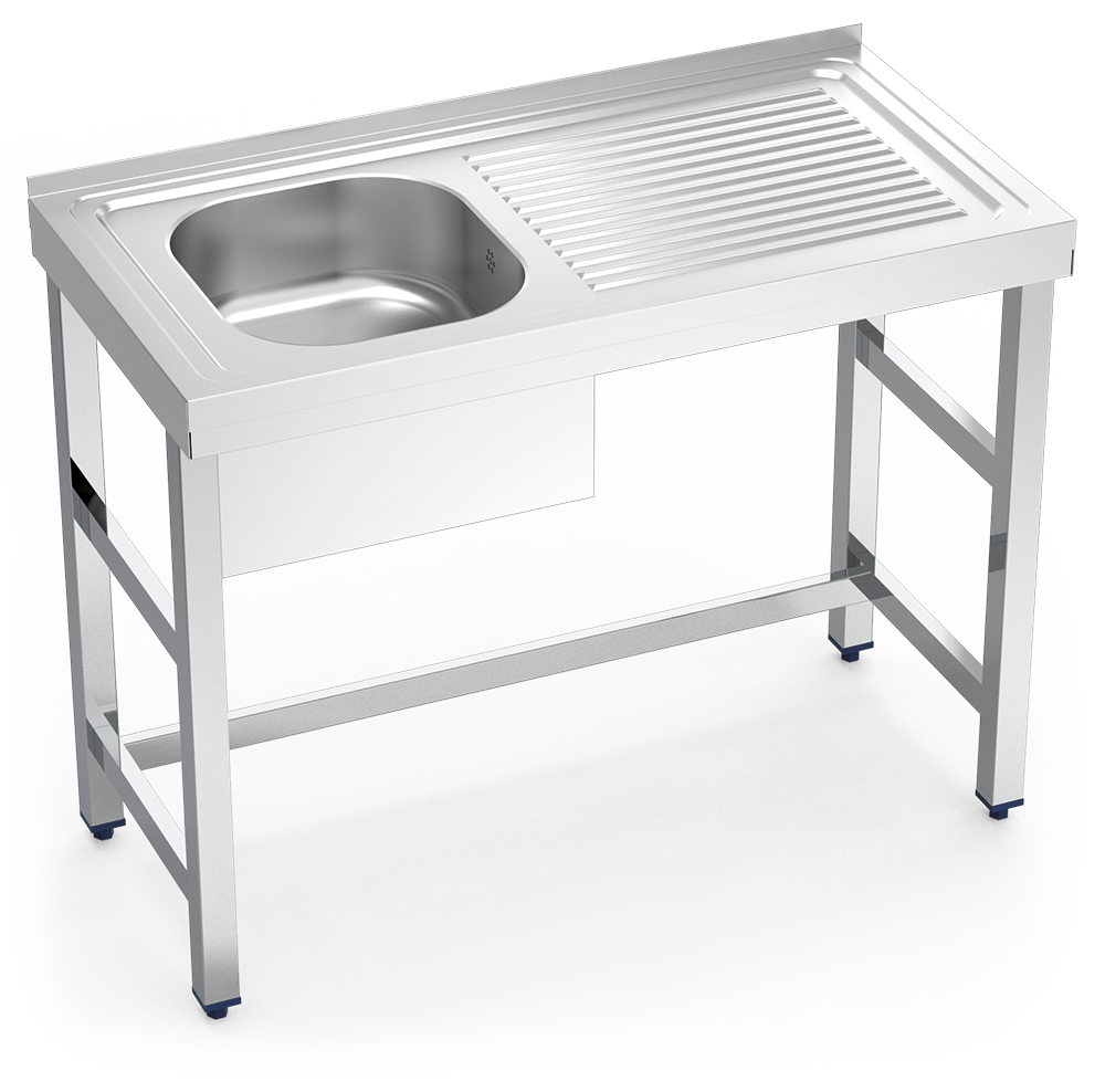 MUEBLE FREGADERO INDUSTRIAL 1200X700X850 mm., UN SENO Y UN ESCURRIDOR