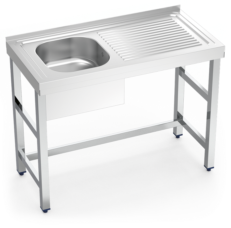 MUEBLE FREGADERO INDUSTRIAL 1200X700X850 mm., UN SENO Y UN ESCURRIDOR