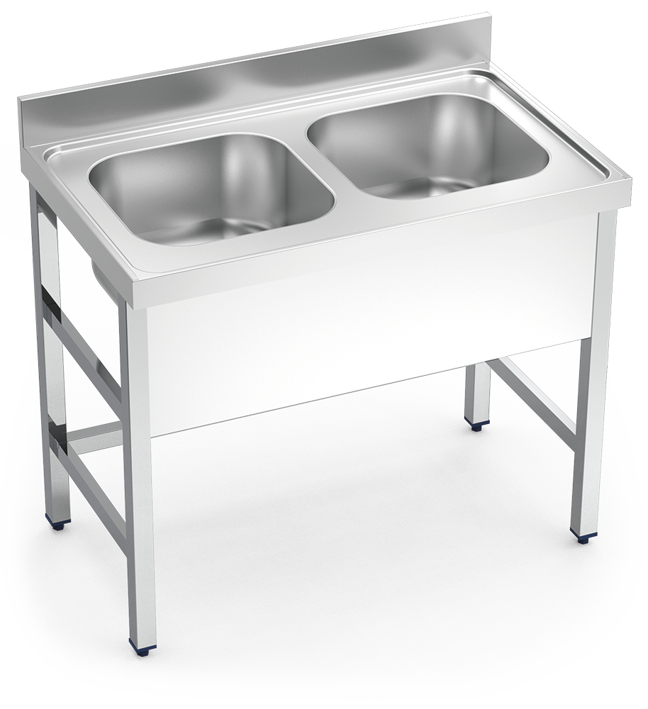 MUEBLE FREGADERO INDUSTRIAL 1200X700X850 mm., DOS SENOS