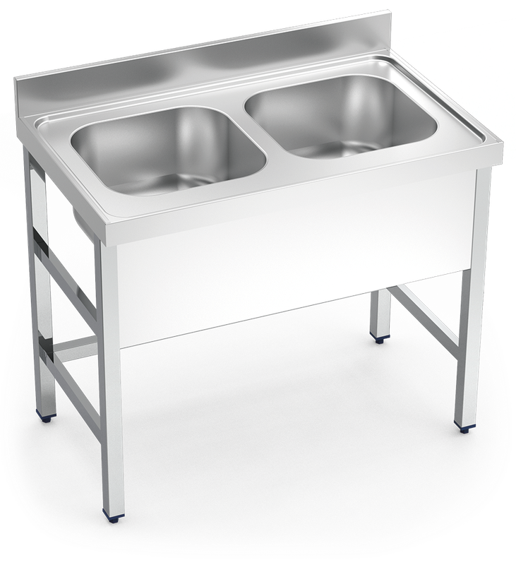 MUEBLE FREGADERO INDUSTRIAL 1200X700X850 mm., DOS SENOS