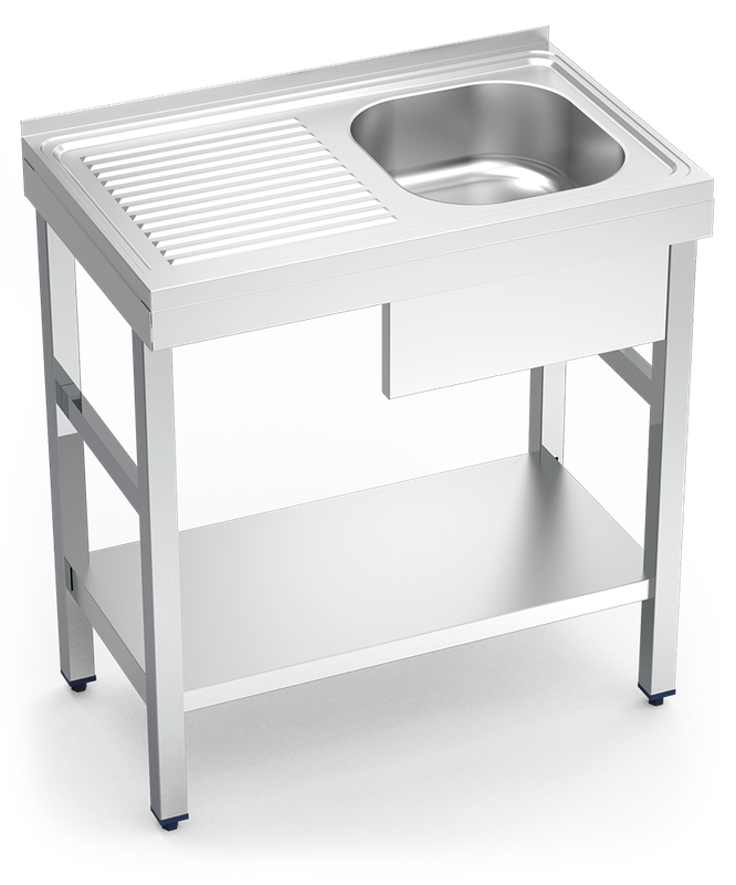 MUEBLE FREGADERO INDUSTRIAL 100X700X850 mm. UN SENO Y UN ESCURRIDOR