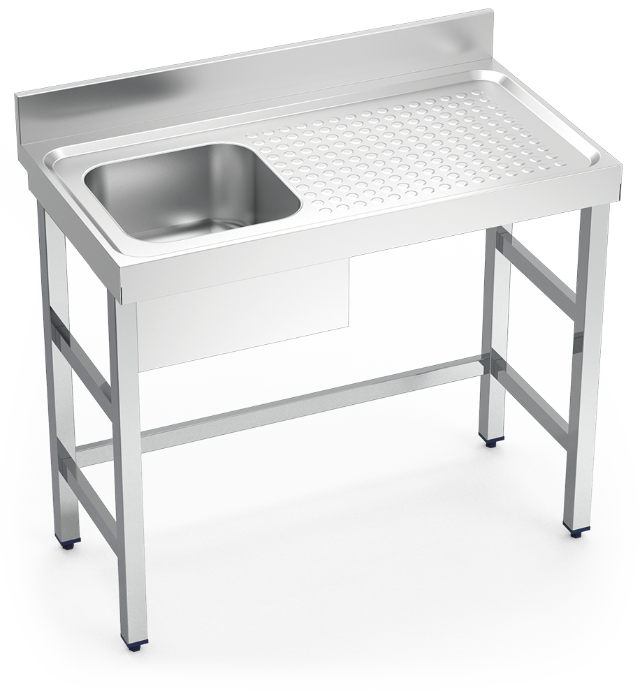 MUEBLE FREGADERO INDUSTRIAL 1400X700X850 mm., UN SENO Y UN ESCURRIDOR