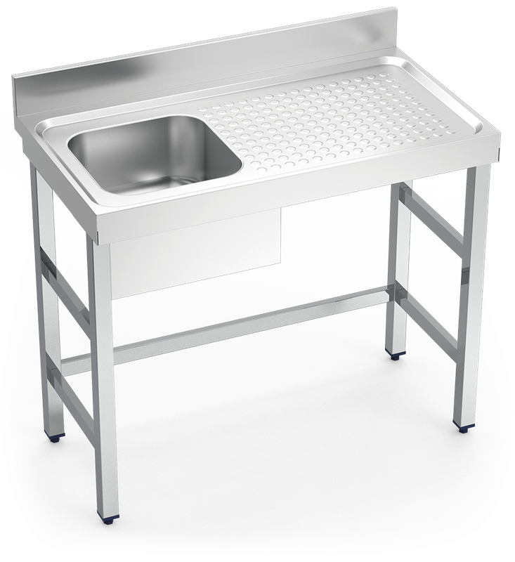 MUEBLE FREGADERO INDUSTRIAL 1400X700X850 mm., UN SENO Y UN ESCURRIDOR