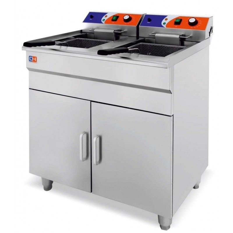 FREIDORA ELECTRICA DOBLE CON MUEBLE 12+12 LITROS