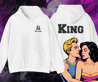King and Queen Bold Couples Hoodies Pocket and back print