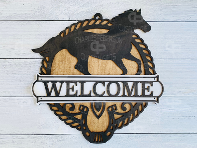13-inch Welcome sign adorning a horse silhouette