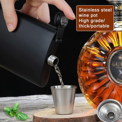 Customized Matte Black Hip Flask Gift Set – 8oz Stainless Steel with Funnel & Shot Glass
