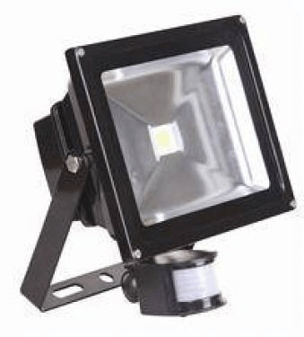 20W 100-240V LED Floodlight with PIR - Black