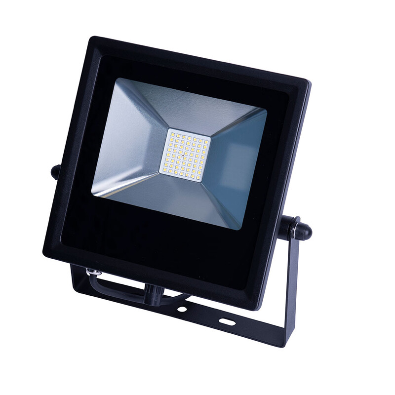 20W 230V Slimline LED Floodlight with PIR Socket - Black