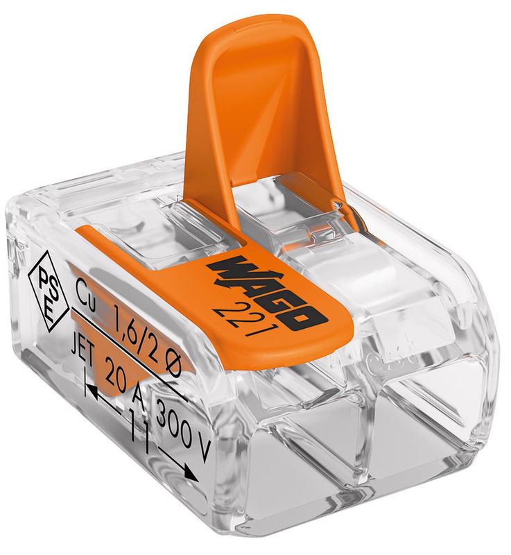 WAGO - 2 Conductor Connector with Lever Lock 32A Pk 100 | 221-412