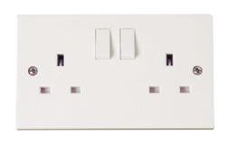 Selectric - 2 Gang 13A DP Switched Plug Socket - White