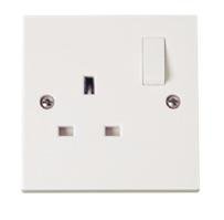 Selectric - 1 Gang 13A SP Switched Plug Socket - White