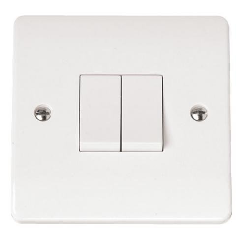 Click Mode - 2 Gang 2 Way Switch - White - CMA012