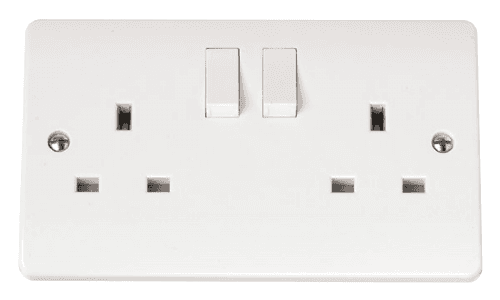 Click Mode - 2 Gang 13A DP Switched Plug Socket - White - CMA036