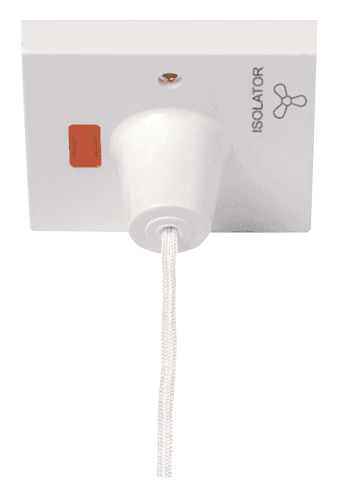 Click - 3 Pole Fan Isolator Pull Cord Switch - White - PRW208