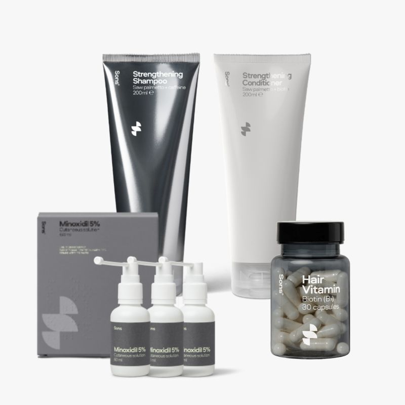 Sons Hair Loss Bundle (Minoxidil + Hair Loss Shampoo &amp; conditioner + Biotin Capsules)