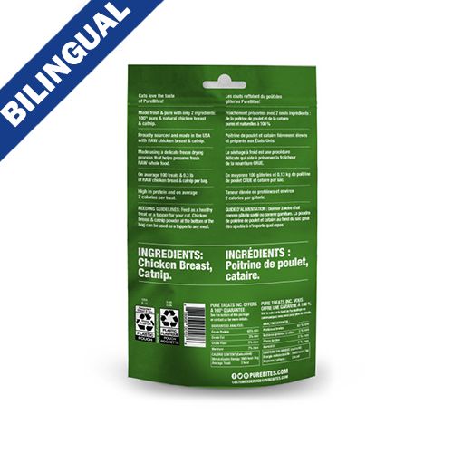 Pure Bites- Gâterie pour chat au poulet et herbe a chat 37gr