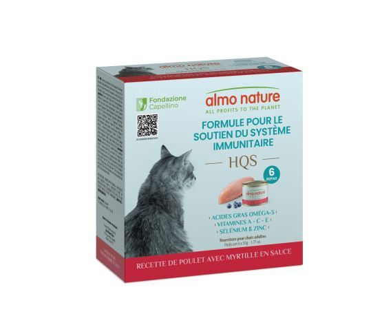Almo - HQS Formula Cat Immune Support - Chicken + Blueberry Recipe in Gravy 6x50g