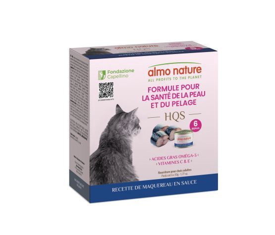 Almo - HQS Formula Cat Skin &amp; Coat Support - Mackerel Recipe in Gravy 6x50g