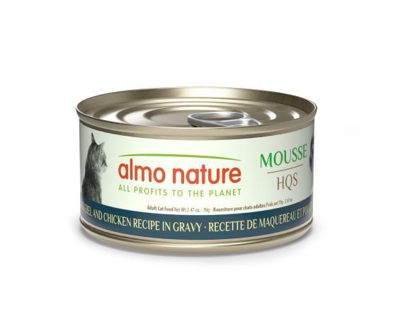 Almo Nature - Hqs Natural Cat - Mousse, Mackerel and Chicken Recipe in Sauce 70g