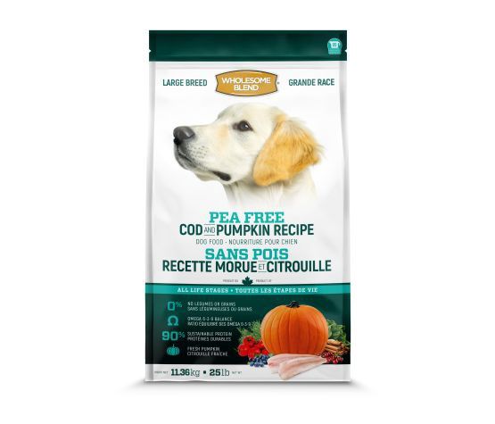Trouw Nutrition Wholesome Blend- Nourriture Chien Grande Race, Sans Pois, Morue/citrouille 11.36 Kg