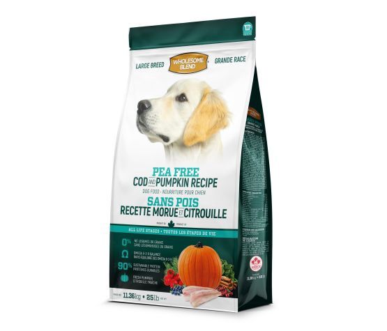 Trouw Nutrition Wholesome Blend- Nourriture Chien Grande Race, Sans Pois, Morue/citrouille 11.36 Kg
