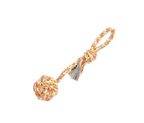Bud&#39;z - Rope Toy for Dogs, Monkey Fist with Rod and Loop - Orange and Yellow 38cm