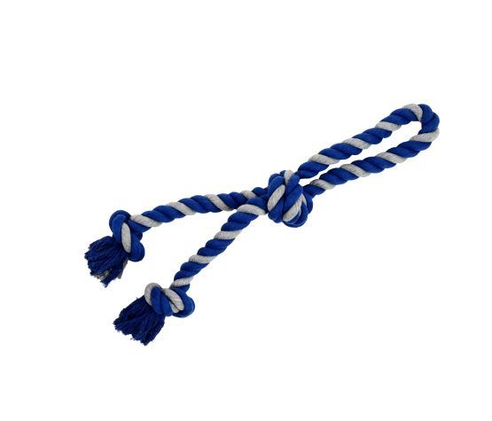 Bud&#39;z - Double Rope Toy for Dogs with 3 Knots - Large, Gray and Blue 58cm