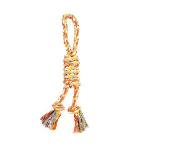 Bud&#39;z - Double Rope Toy for Dogs with Loop and Sliding Knot - Orange and Yellow 34cm