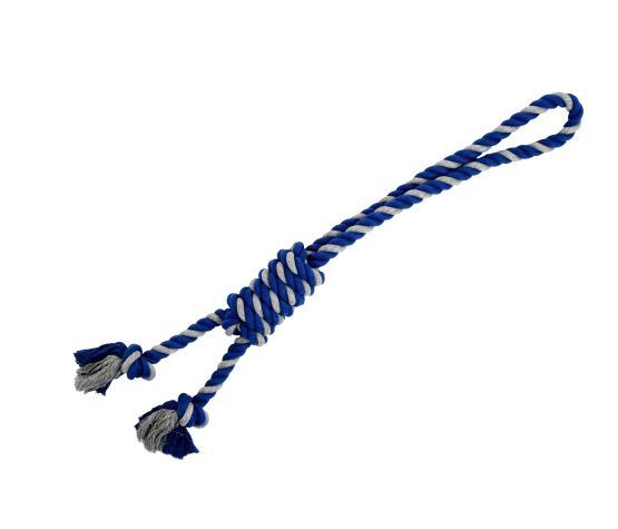 Bud'z - Rope Toy for Dogs, Double with Loop and Sliding Knot - Gray and Blue 68cm