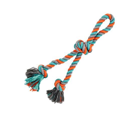 Bud&#39;z - Rope Toy for Dogs, Double with 3 Knots - Large, Orange and Blue 58cm