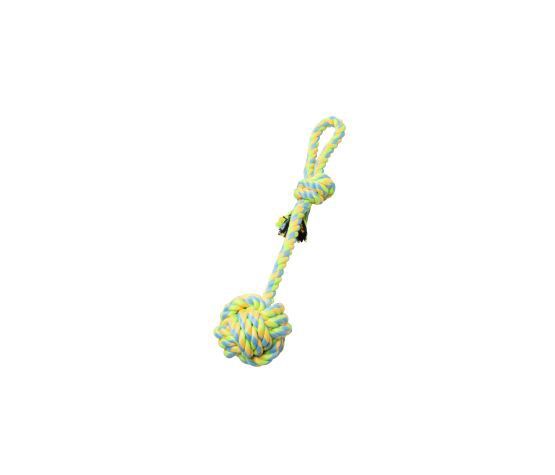 Bud&#39;z - Rope Toy for Dogs, Monkey Fist Knot with Rod and Loop - Green and Yellow 38cm