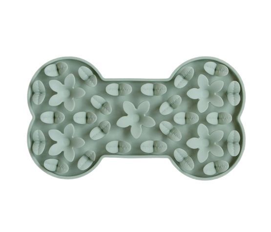Dexypaws - Silicone Lick Mat "Hide-and-Seek" Bone, Sage Green