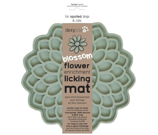 Dexypaws Stimulating Flower-Shaped Lick Mat, Sage Green