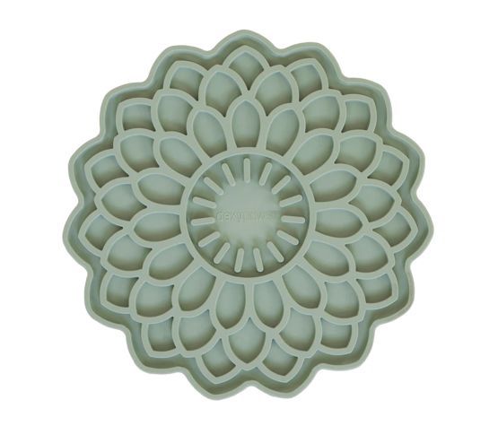 Dexypaws Stimulating Flower-Shaped Lick Mat, Sage Green