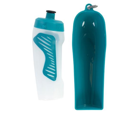 Messy Mutts - Bouteille D&#39;eau De Voyage Compressible Avec Bol Amovible, 16oz / 500ml - Bleue