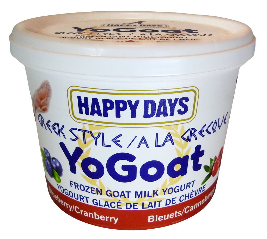 Happy Days-Goat Milk Yogurt, ingrédients: bleuet et canneberge